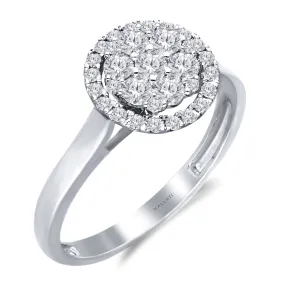 Kallati Eternal Round Halo Cluster Diamond Engagement Ring in 14K White Gold