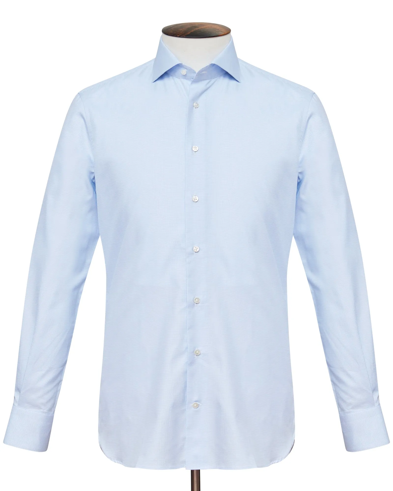 Light Blue Houndstooth Cutaway Collar Shirt