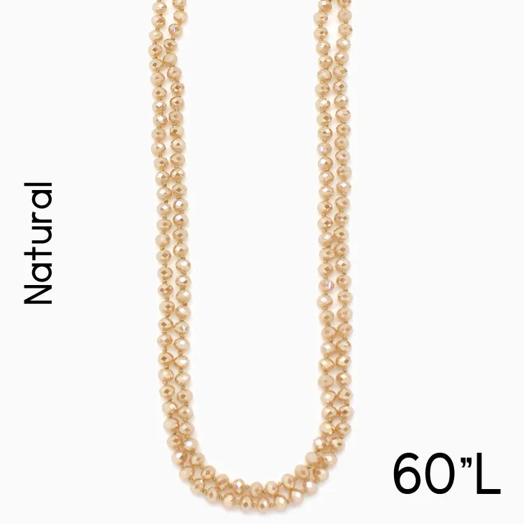 Light Tan Crystal 60" Long Layering Necklace