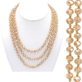 Light Tan Crystal 60" Long Layering Necklace