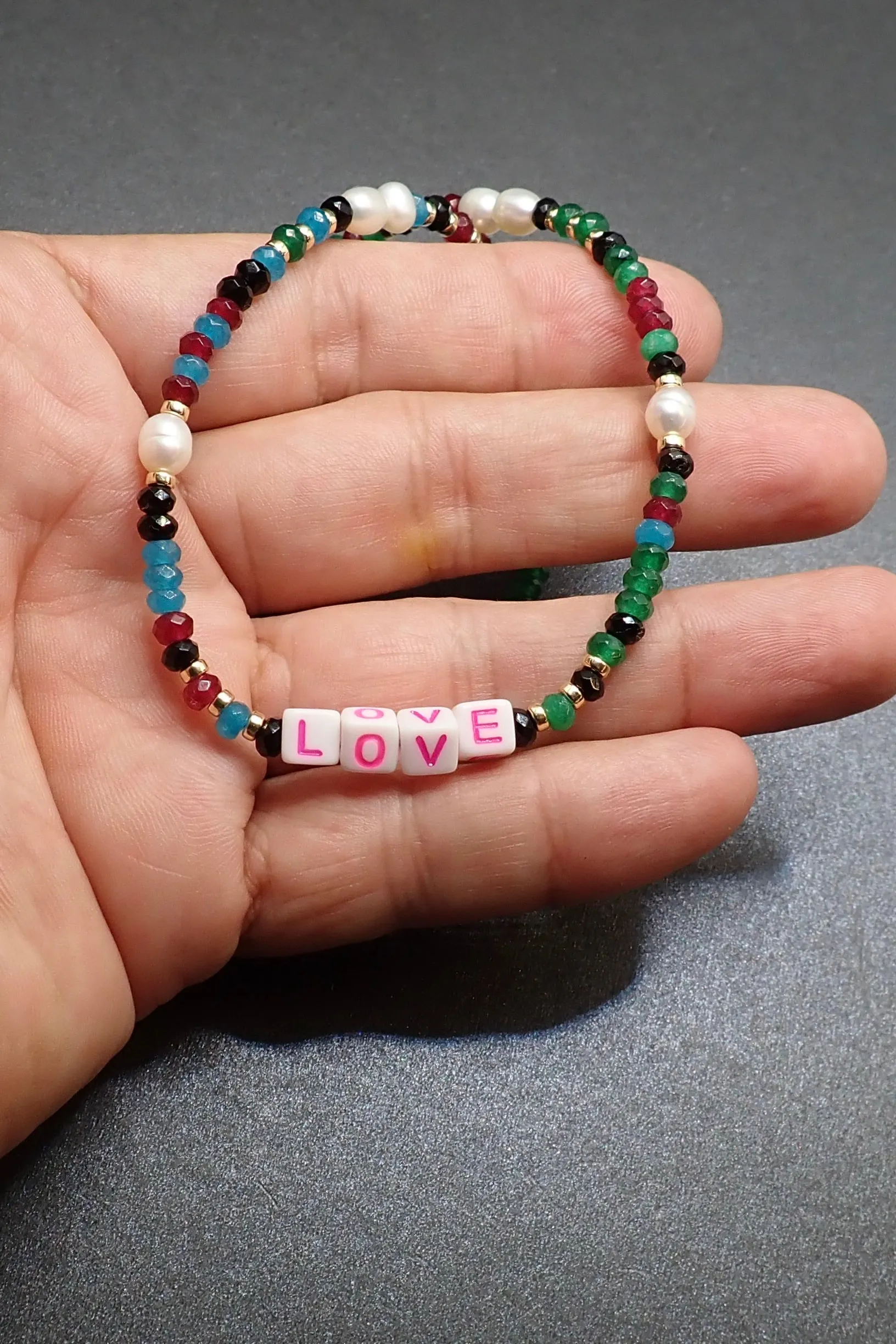 LOVE SHORT BEADED NECKLACE - one made