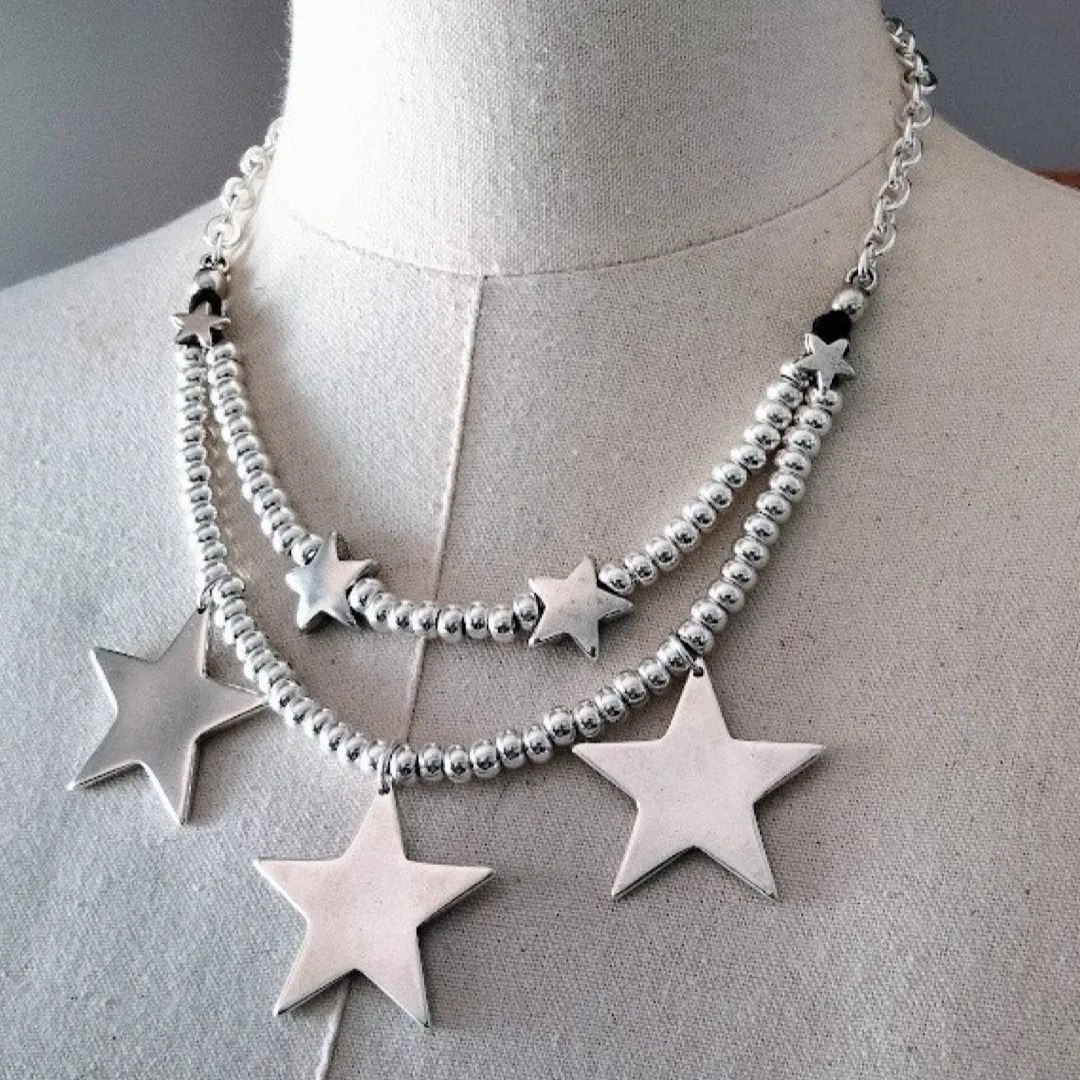 MALDITA RITA BLACK STAR BUTTON NECKLACE