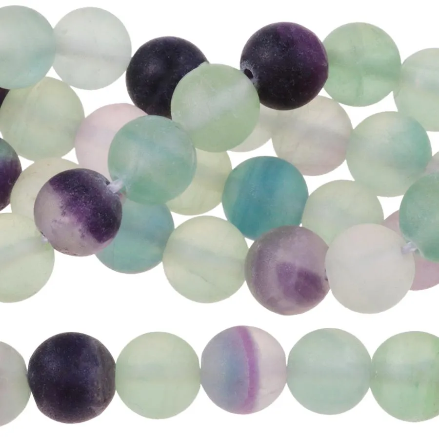 MATTE Fluorite 8mm Round - 8-Inch