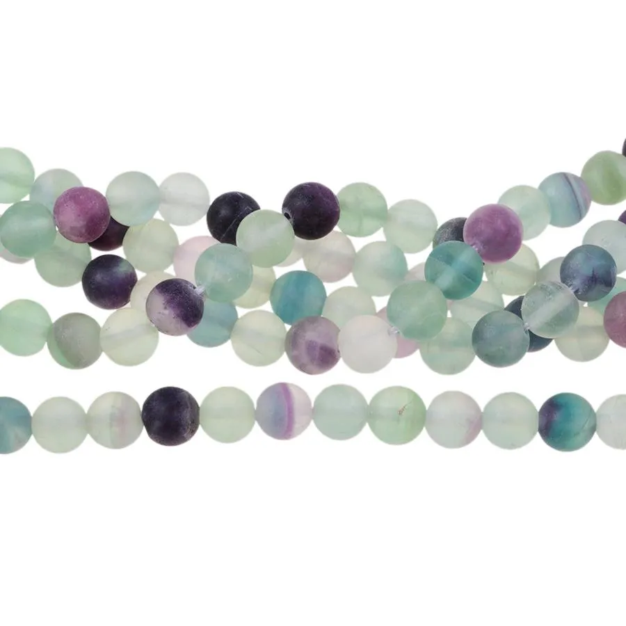 MATTE Fluorite 8mm Round - 8-Inch