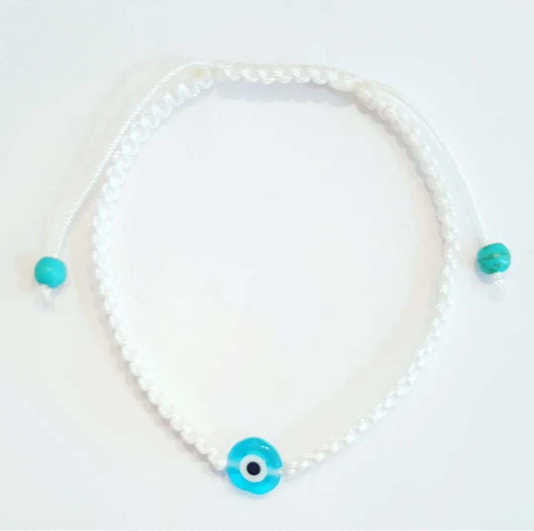 Mini mati evil eye cord bracelet