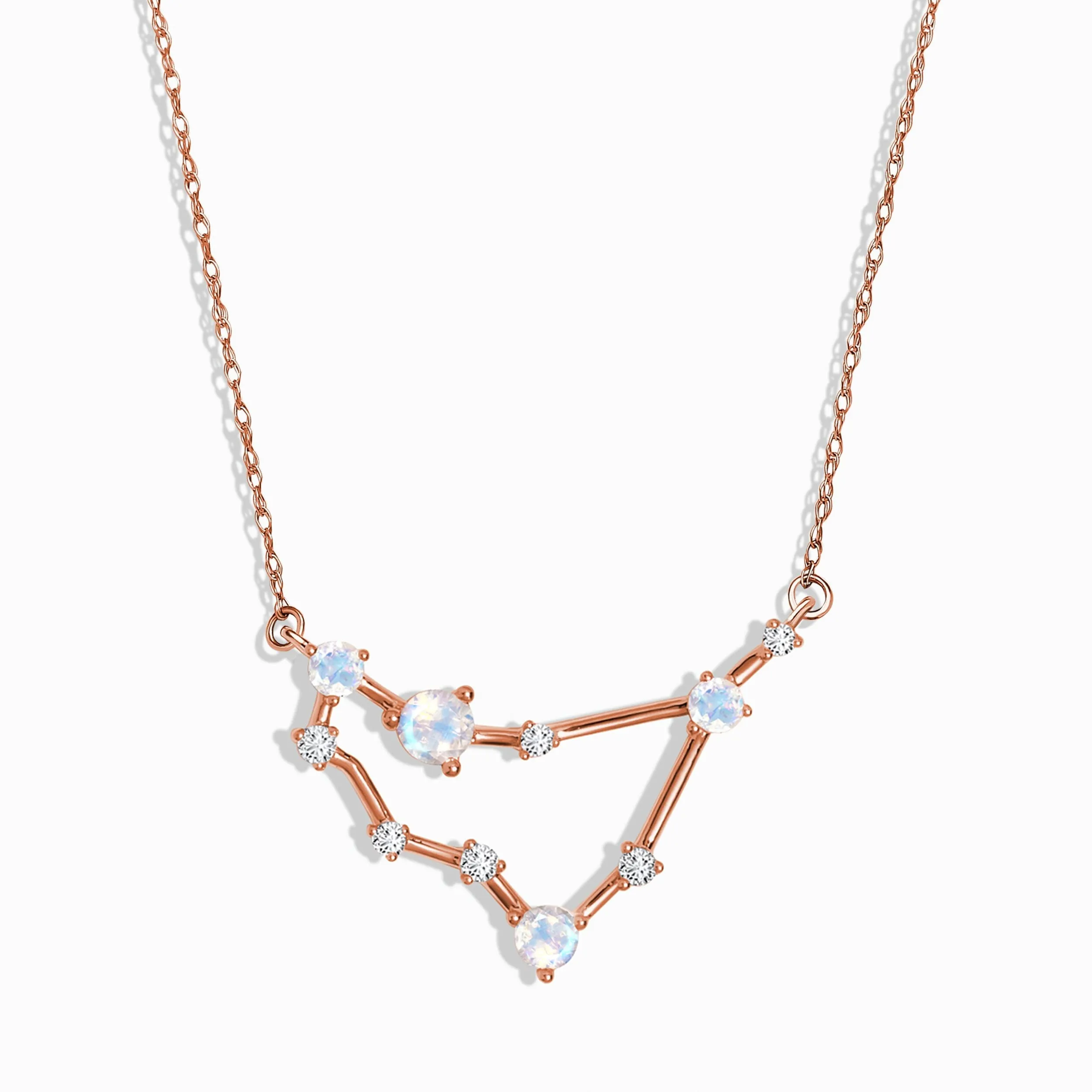 Moonstone Lab Diamond Necklace - Capricorn Zodiac Constellation