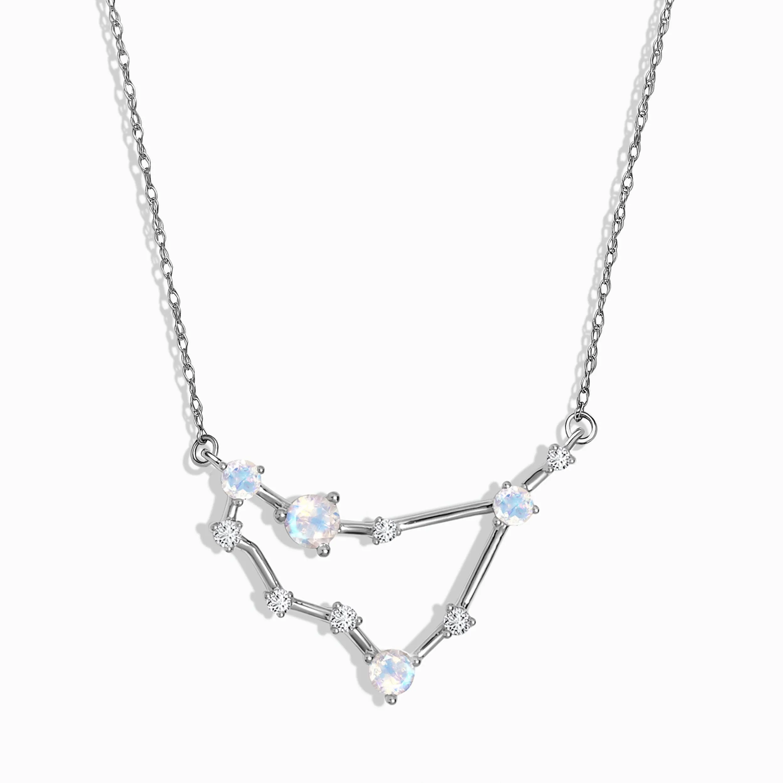 Moonstone Lab Diamond Necklace - Capricorn Zodiac Constellation