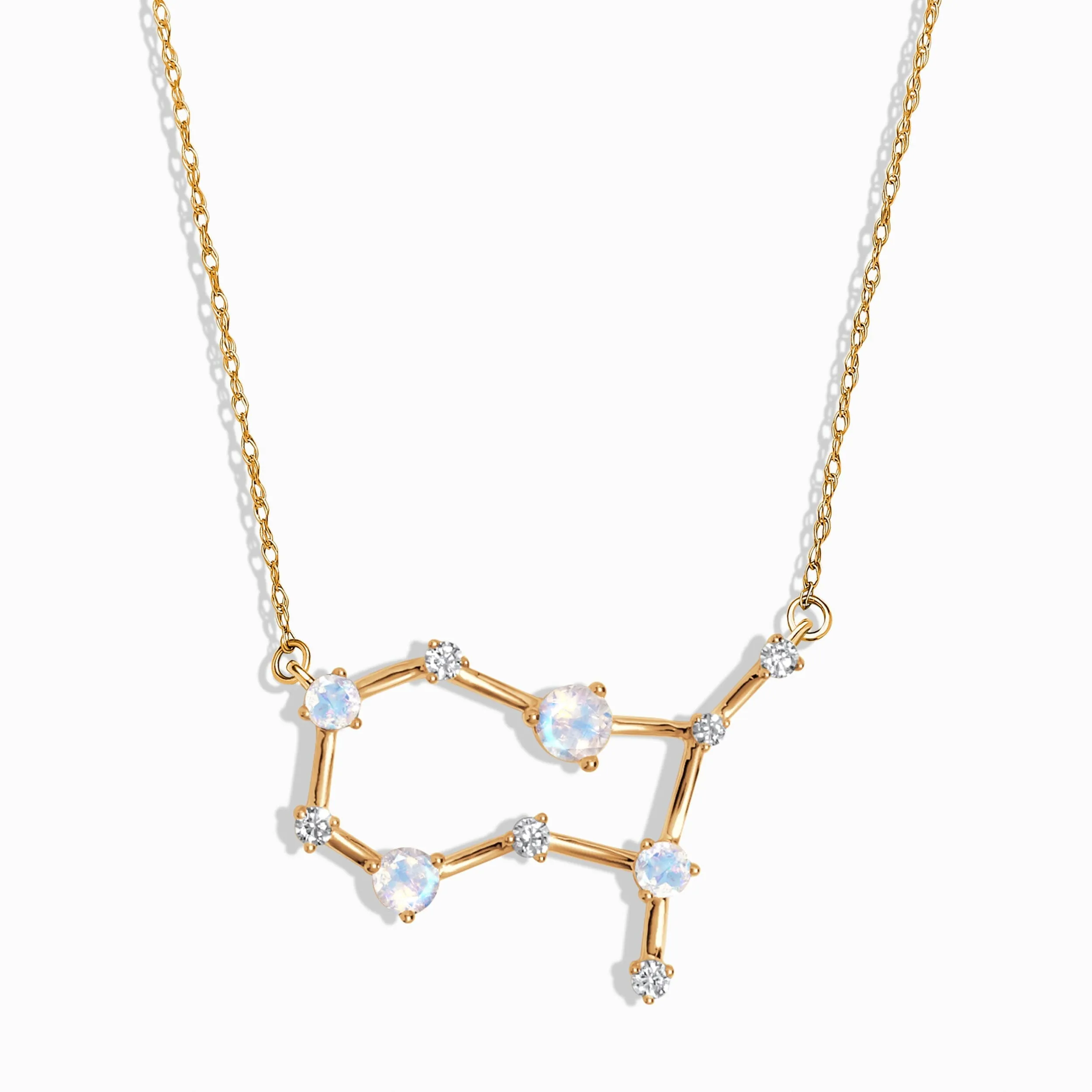 Moonstone Lab Diamond Necklace - Gemini Zodiac Constellation