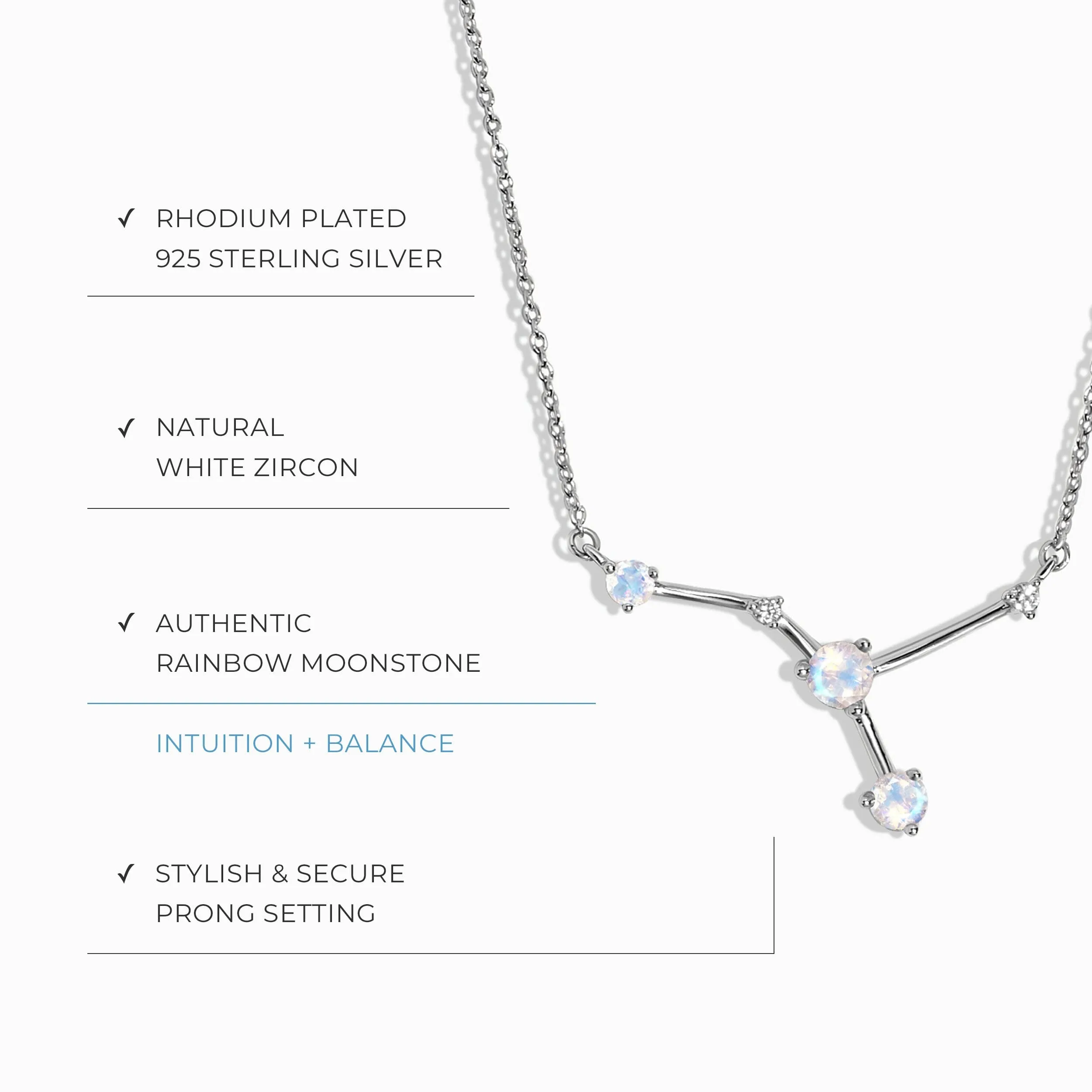 Moonstone Necklace - Cancer Zodiac Constellation