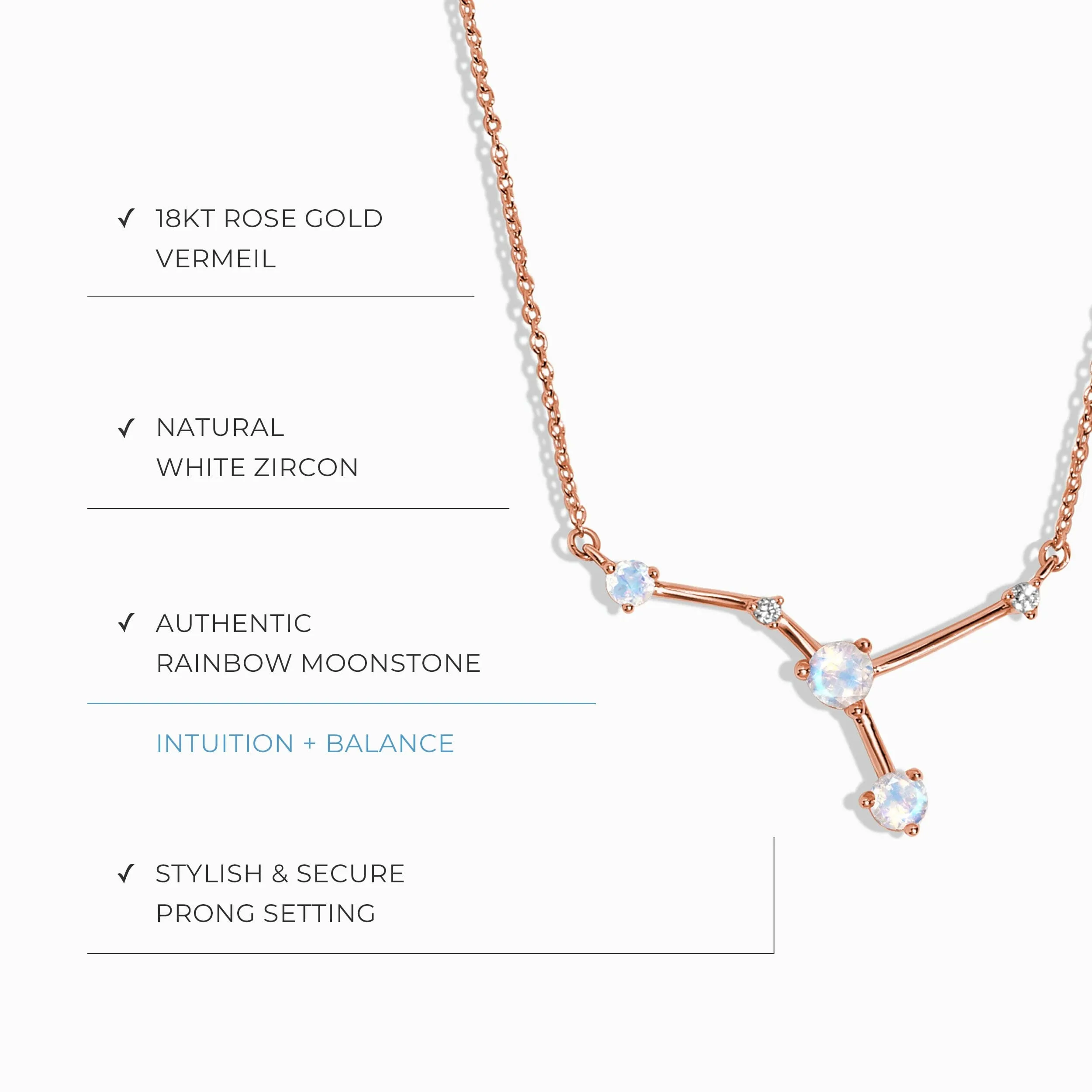 Moonstone Necklace - Cancer Zodiac Constellation