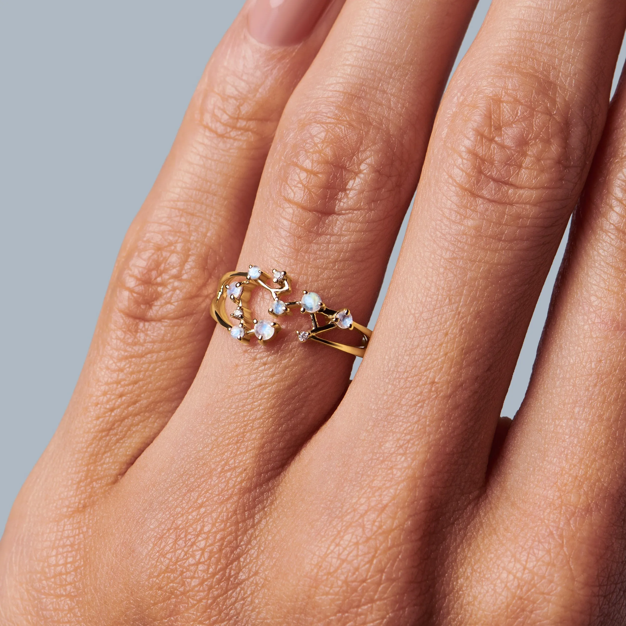 Moonstone Ring - Sagittarius Zodiac Constellation