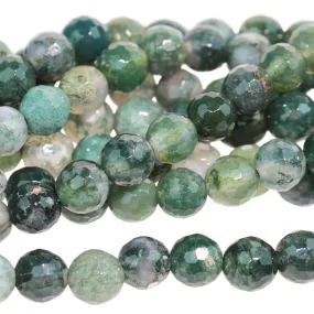 Moss Agate 6mm Faceted Round - 15-16 Inch