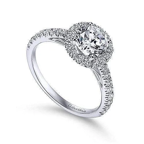 Mounting Only, 14K Halo Diamond Engagement Ring