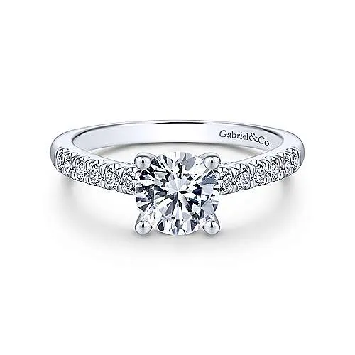 Mounting Only, 14K White Gold Round Diamond Engagement Ring