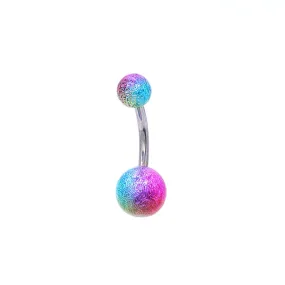 Multi Colour Acrylic Balls Belly Button Navel Ring - Green/Hot Pink