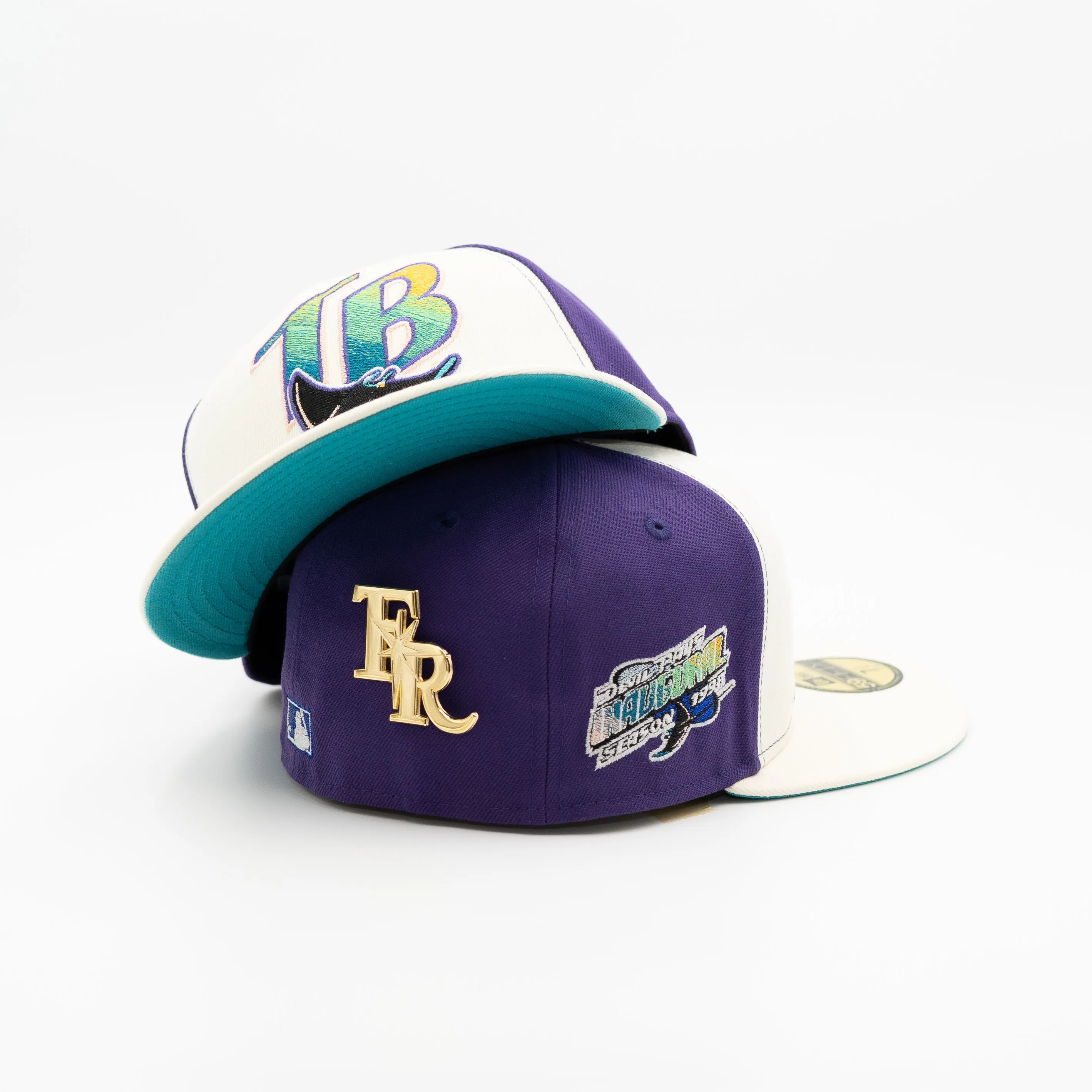 New Era Cap 59Fifty Tampa Bay Devil Rays Inaugural Side Patch Oversized Logo Pack FR Exclusive