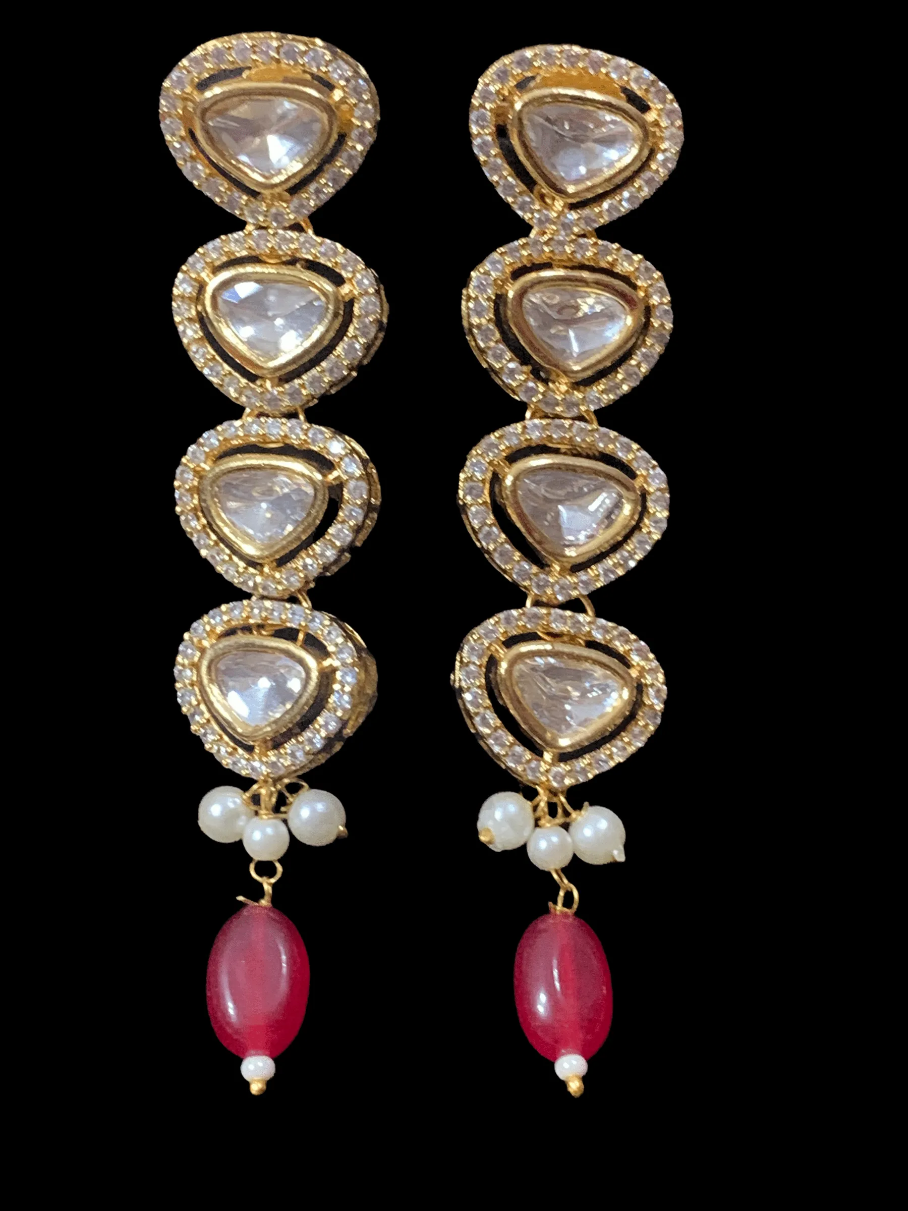 NS2 Surabhi cz polki set with ruby beads ( READY TO SHIP)