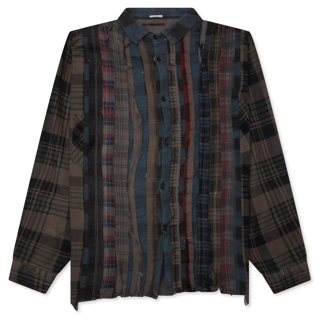 Over Dyed Ribbon Wide Shirt - Brown