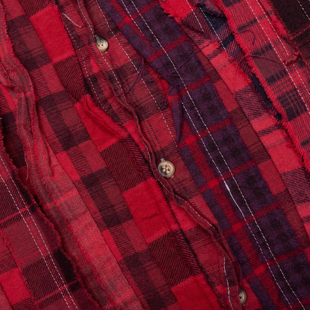 Over Dyed Ribbon Wide Shirt - Red