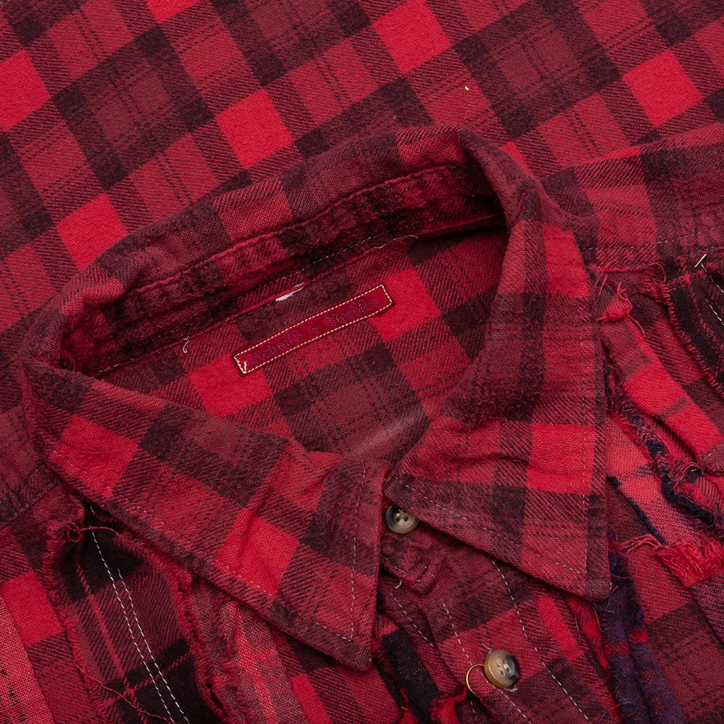 Over Dyed Ribbon Wide Shirt - Red