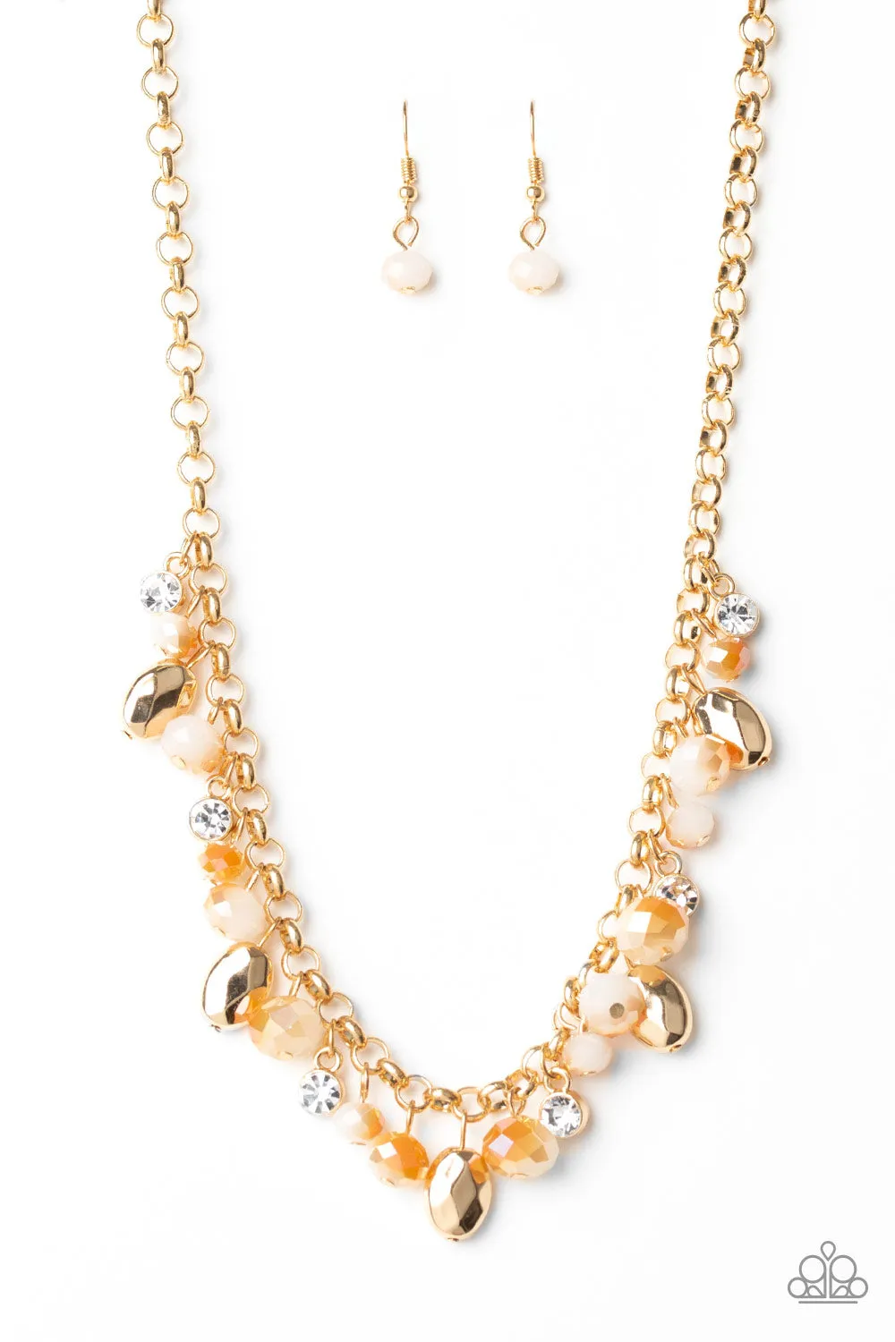 Paparazzi Accessories - Downstage Dazzle #N709 Peg - Gold Necklace