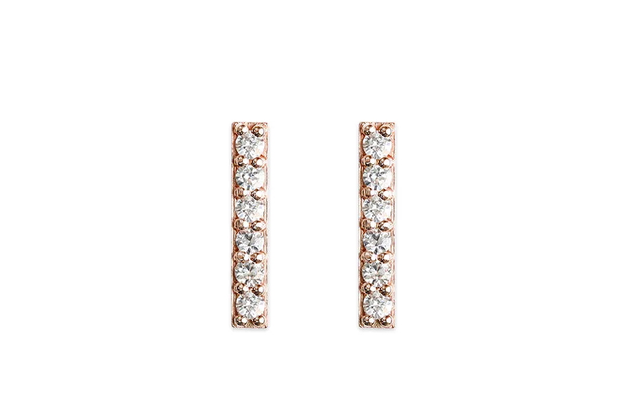 Pave Bar Studs - 6 Stone