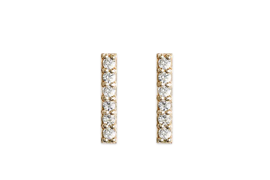 Pave Bar Studs - 6 Stone