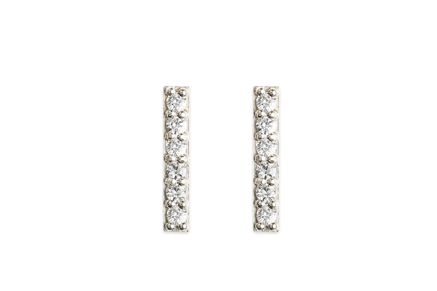 Pave Bar Studs - 6 Stone