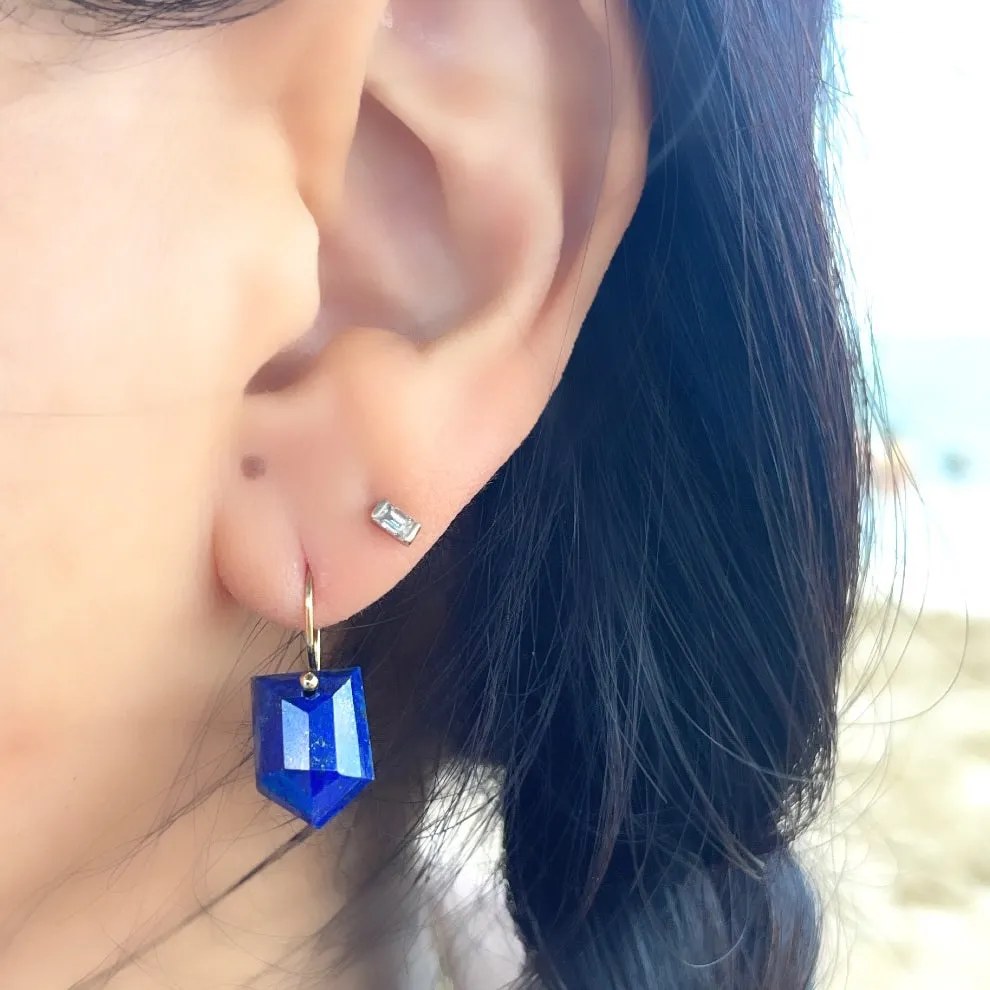 Petite arrow lapis earrings