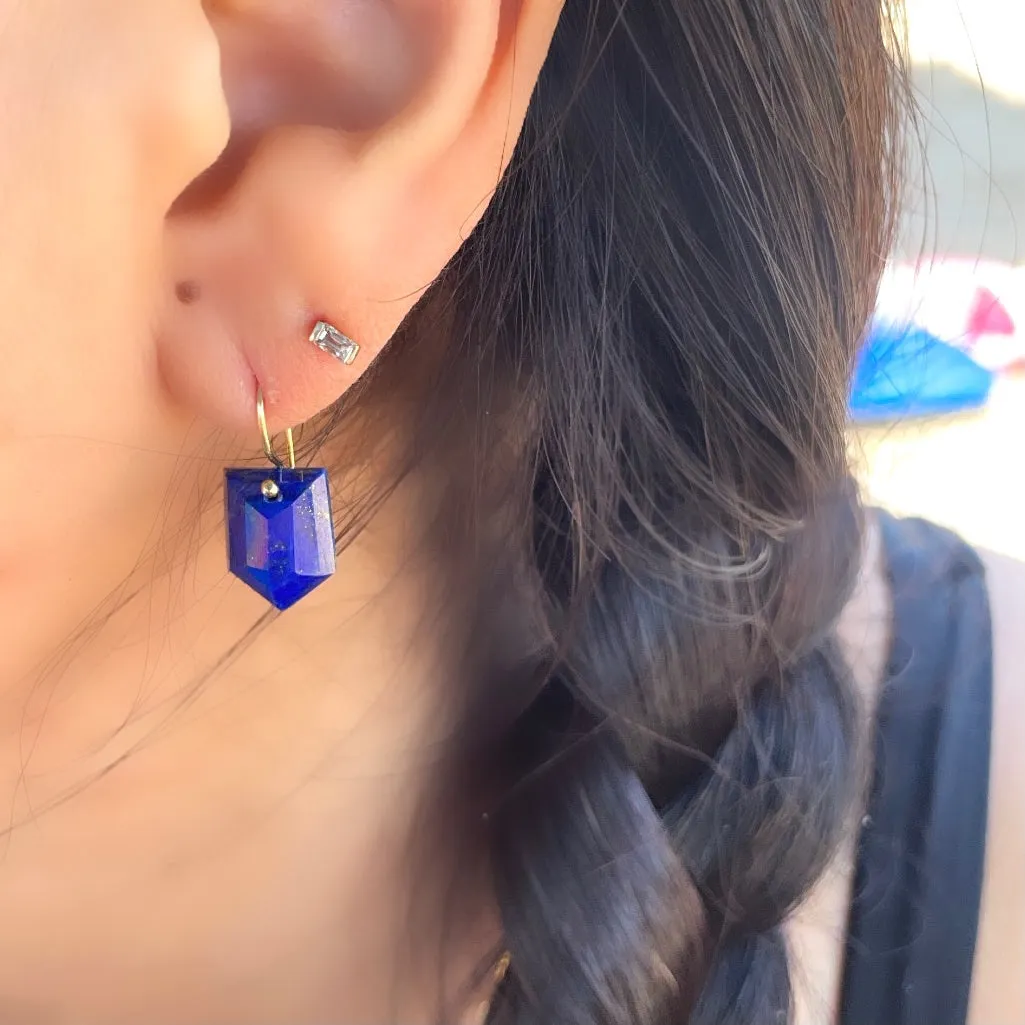 Petite arrow lapis earrings