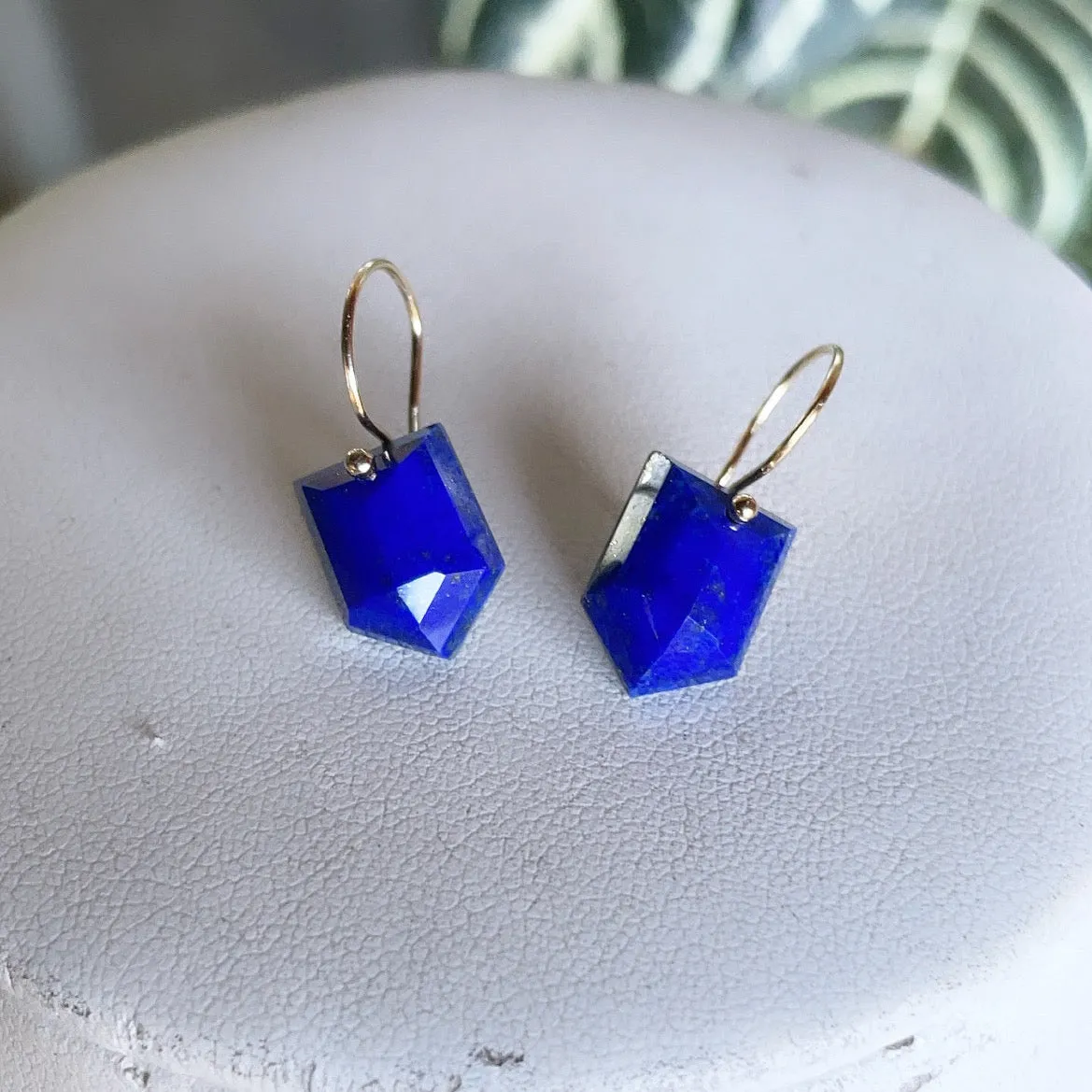 Petite arrow lapis earrings