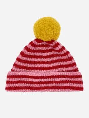 Pink & Red Kids Pom Hat