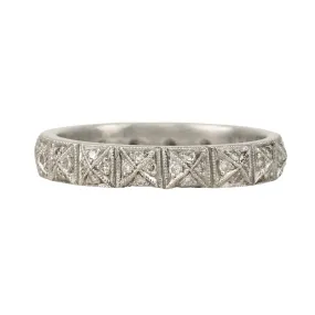 Platinum & Pave Diamond Pyramid Band