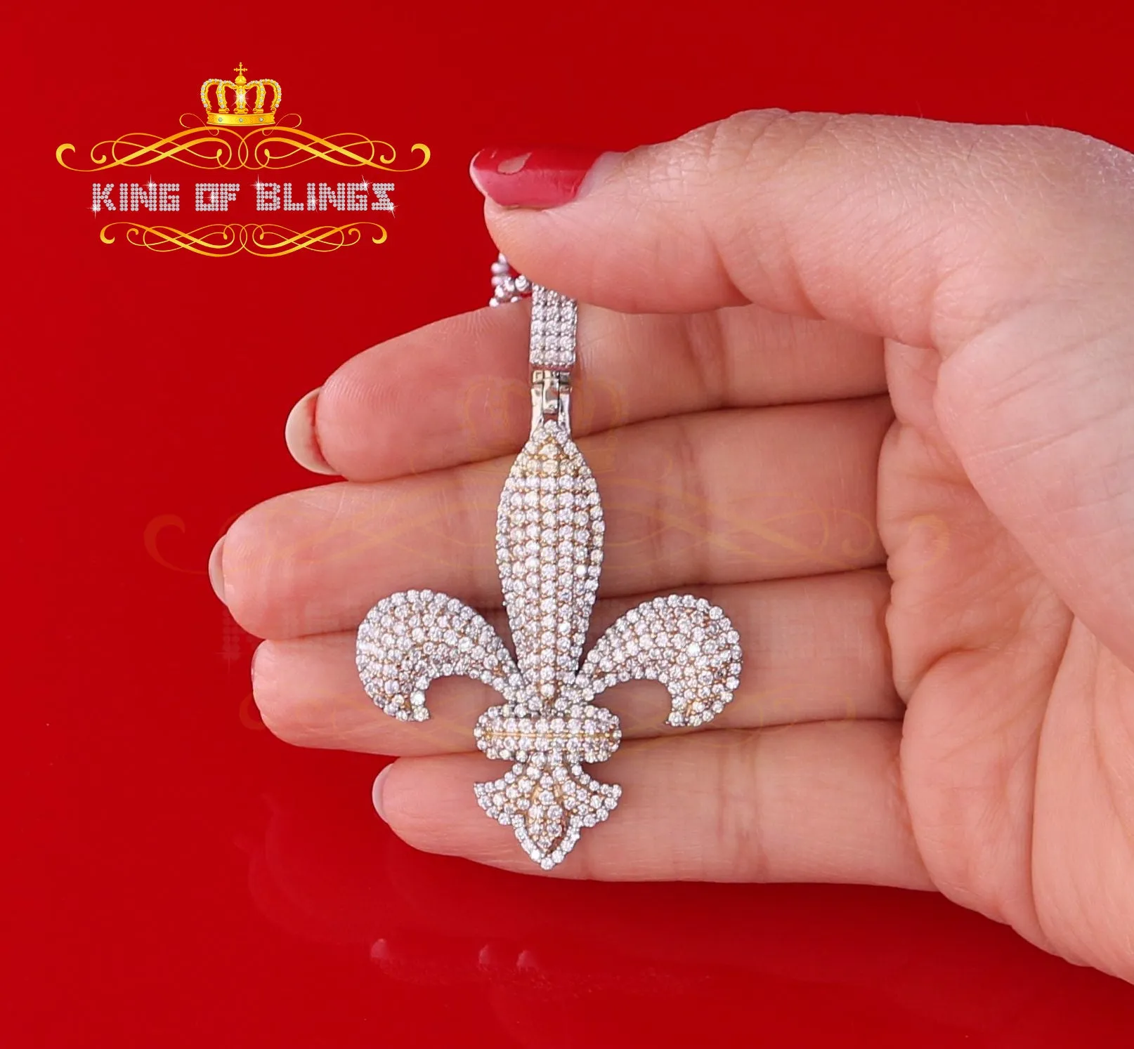 Promising Sterling Silver Fleur de Lis White Shape Pendant 5.87ct Cubic Zirconia