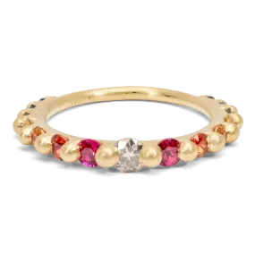 Rainbow Jasmine Ring with Diamonds - Size 5 - 9766