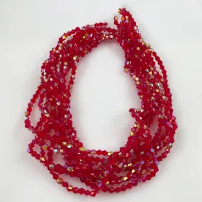 Red Faceted Crystal Beads AB Finish 4mm