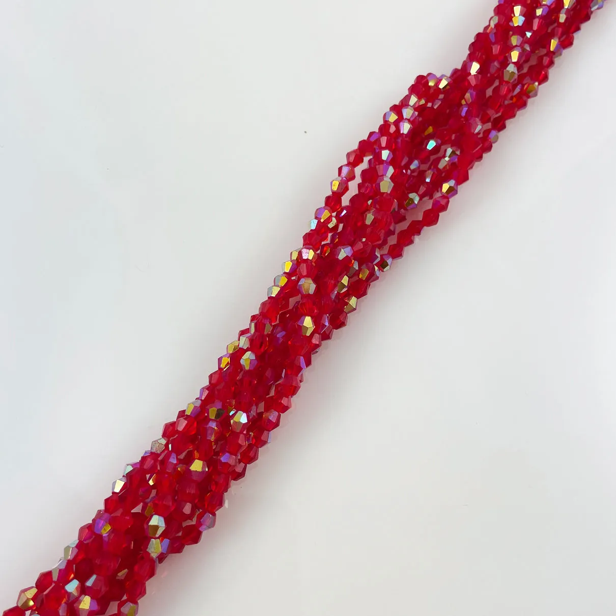 Red Faceted Crystal Beads AB Finish 4mm