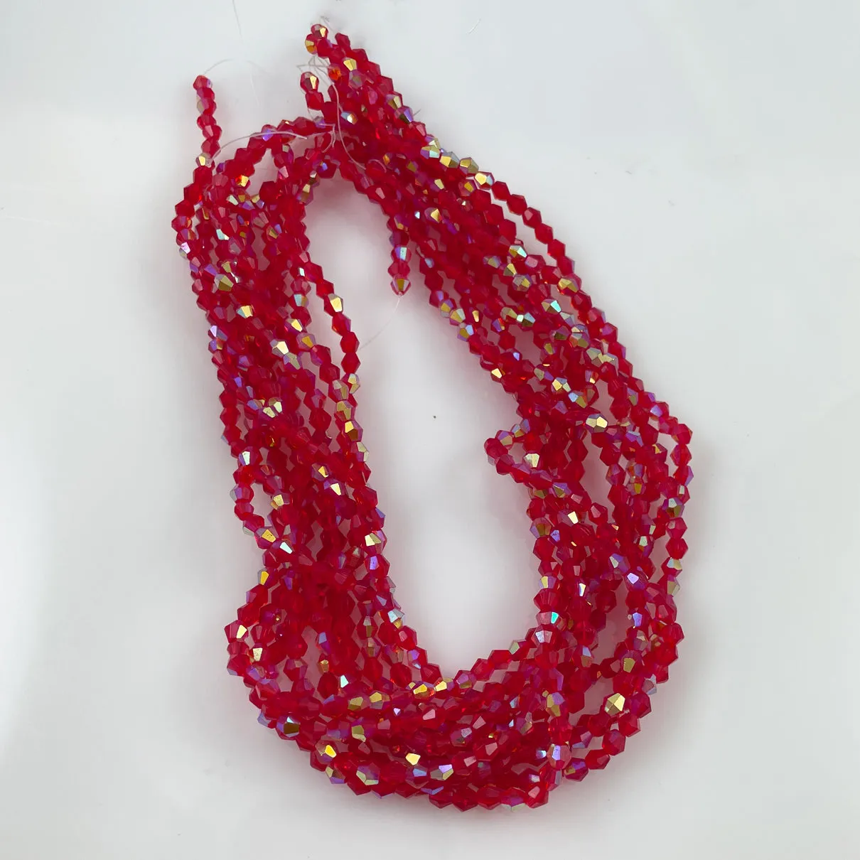 Red Faceted Crystal Beads AB Finish 4mm