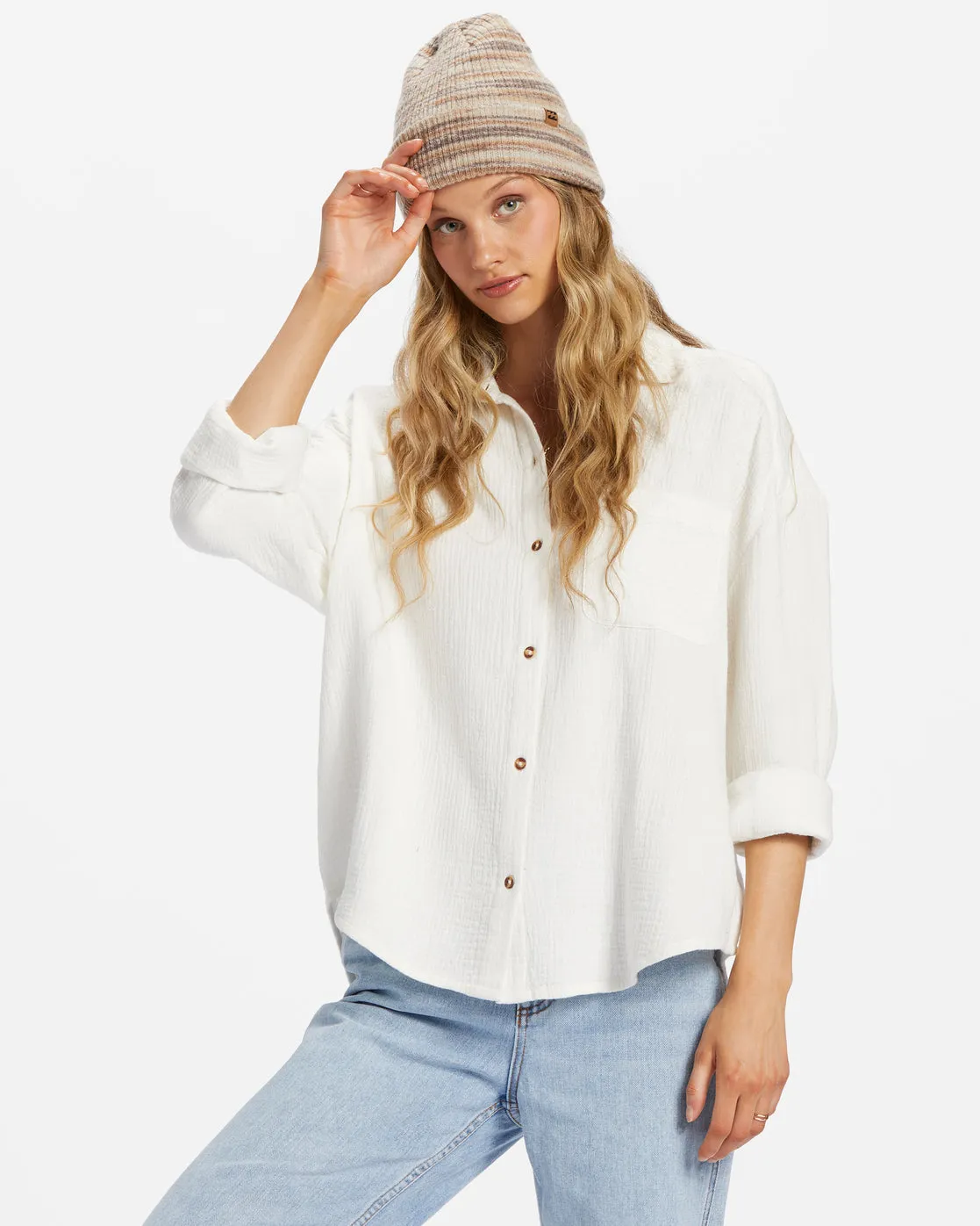 Right On Long Sleeve Shirt - Salt Crystal