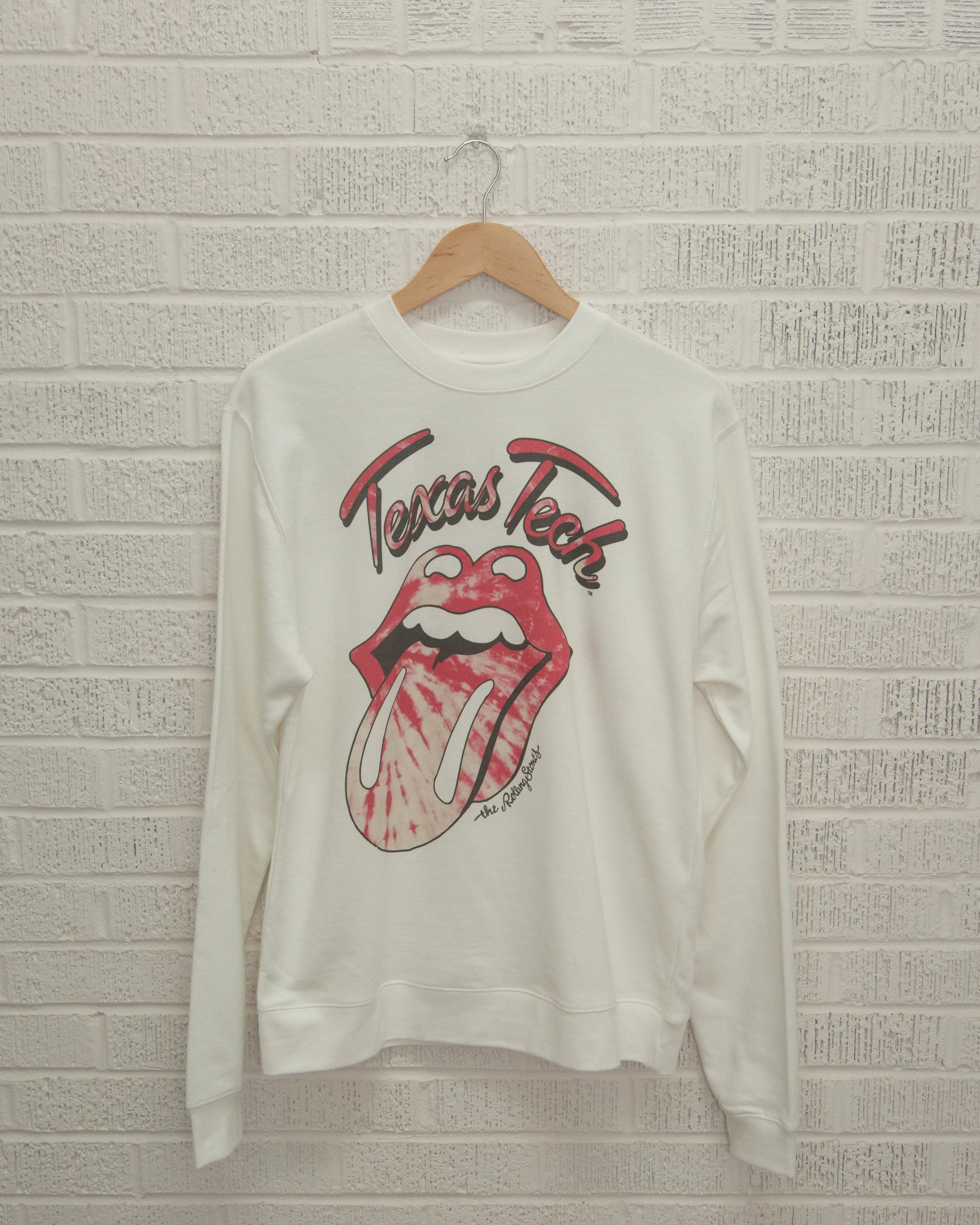 Rolling Stones Texas Tech Tie Dye Lick White Sweatshirt