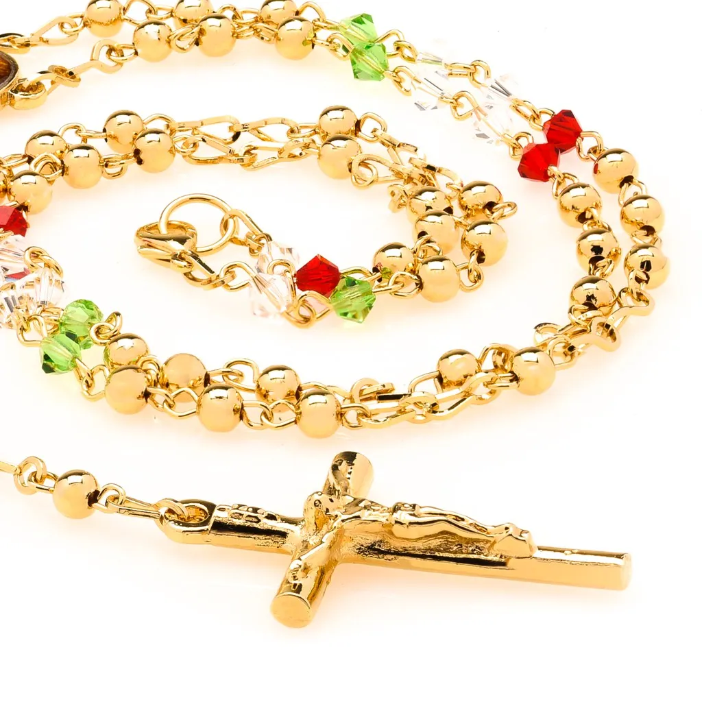 Rosary Necklace, Colorful Crystal Prayer Beads