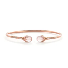 Rose Quartz Cuff Bangle with Diamonds