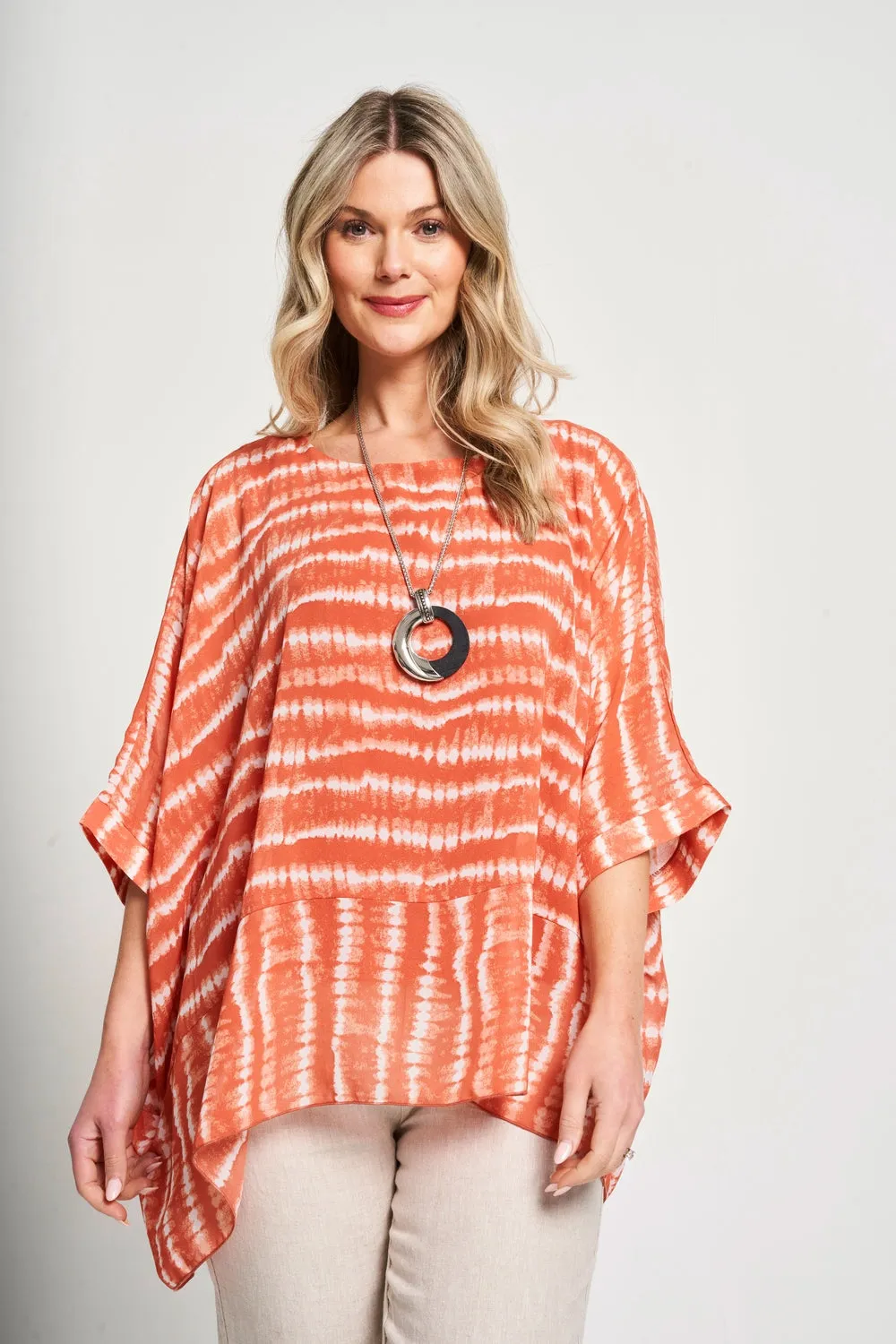 Saloos Square Shape Chiffon Top with Necklace