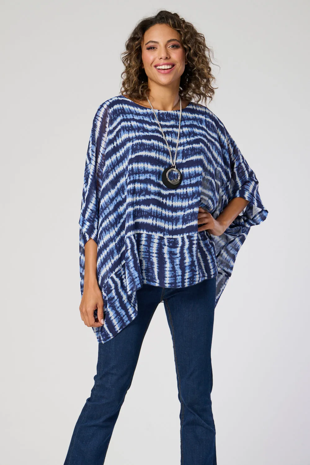 Saloos Square Shape Chiffon Top with Necklace