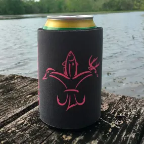 Sportsman Koozie - Grey w/ Neon Pink