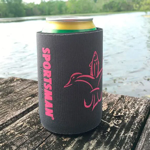 Sportsman Koozie - Grey w/ Neon Pink