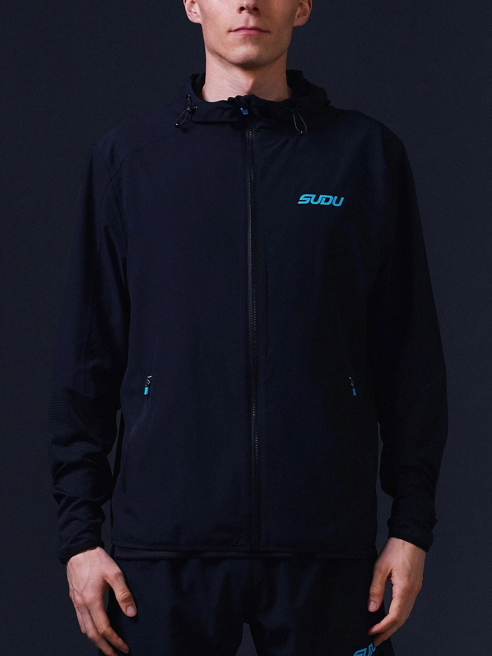 SRJ FZ 01 Run Full Zip Jacket - Black/Light Blue