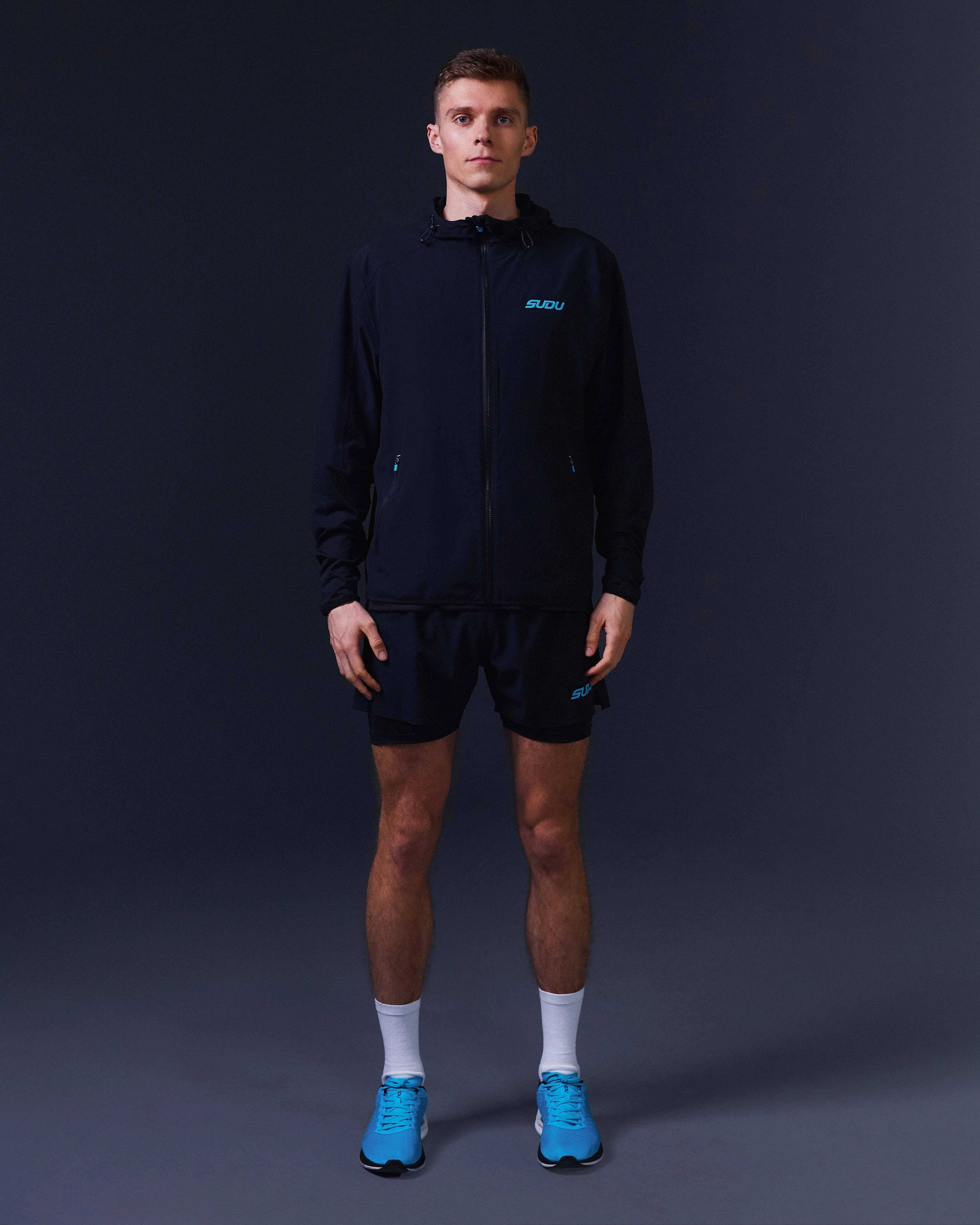 SRJ FZ 01 Run Full Zip Jacket - Black/Light Blue