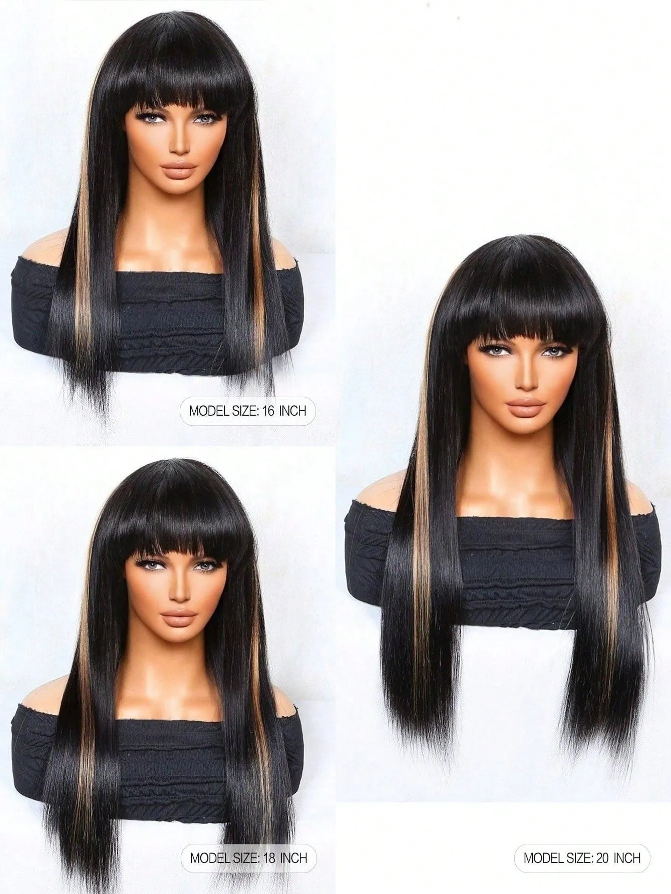 Straight Human Hair Wig With Bangs