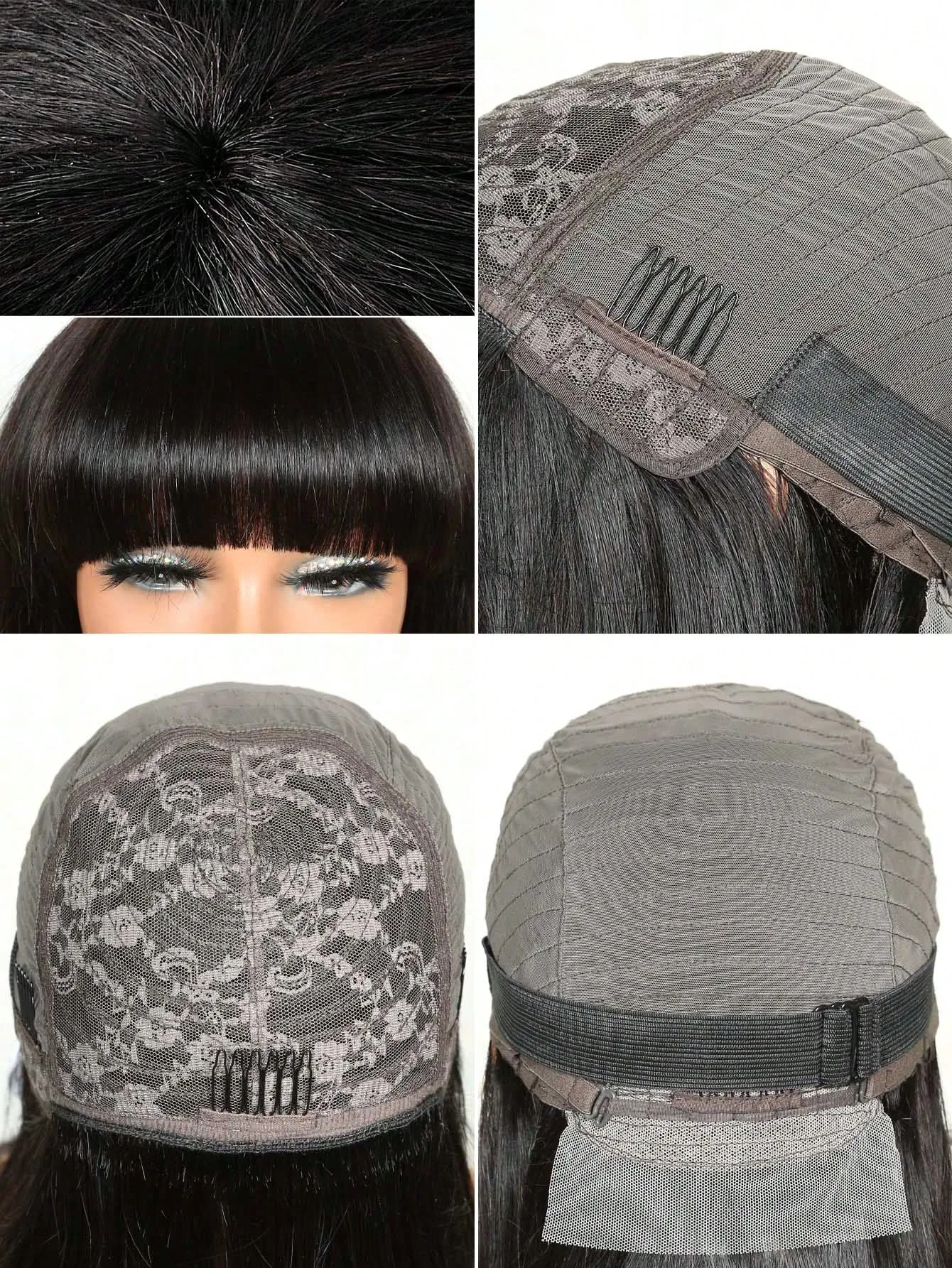 Straight Human Hair Wig With Bangs